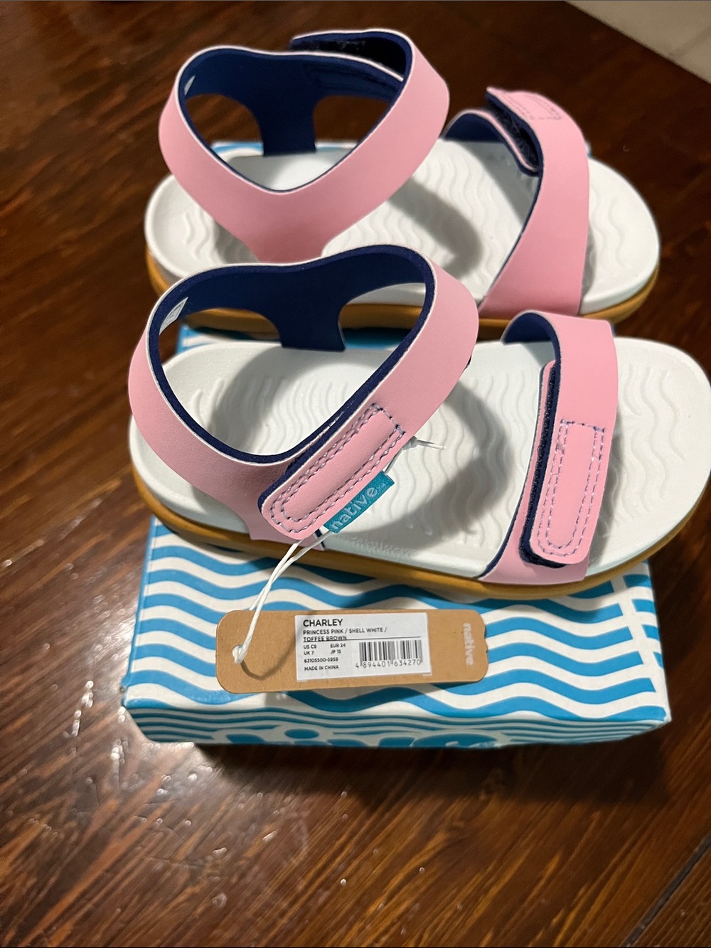 Brand new Charley Native Kids Pink and White Velcro Strap Sandals - Picture 2 of 7